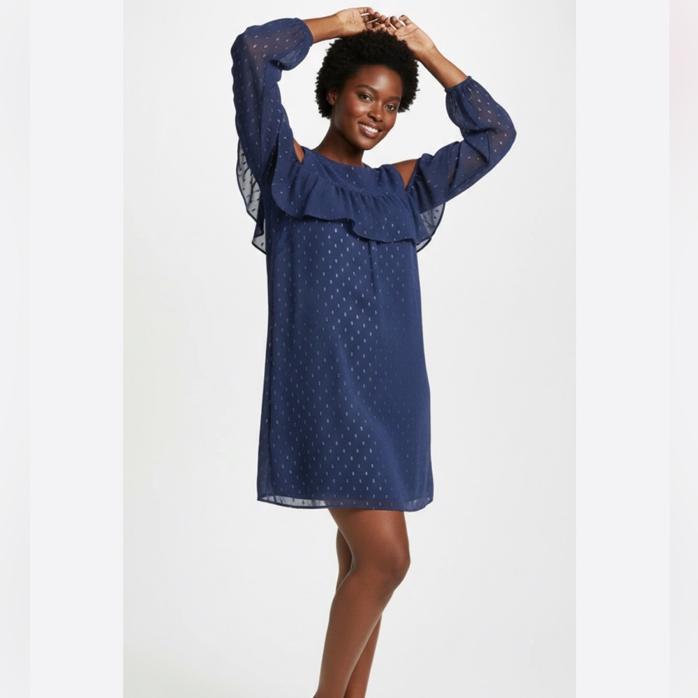 Old Navy Blue Cold Shoulder Ruffle Dress Size M NWT